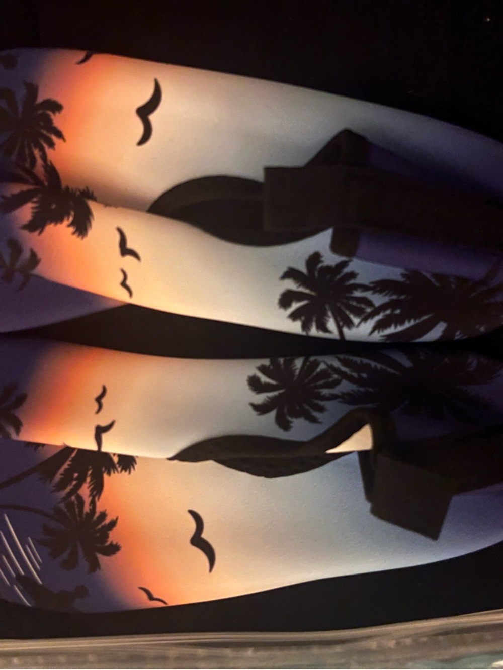 just be Tropical Sunset Platform Sandals in Black and Orange
